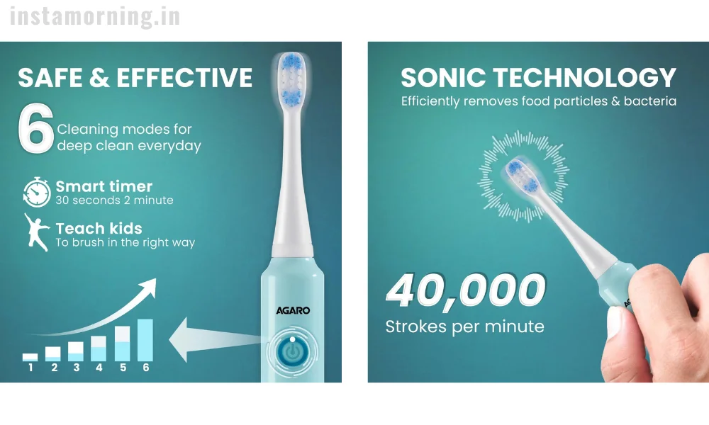 Agaro Sonic Electric Toothbrush For Kids Rex Dlx