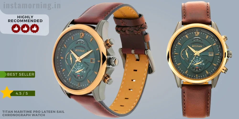 Best Titan Watches For Men Under 20000 - Titan Maritime Pro Lateen Sail Chronograph Watch NS1830KL02