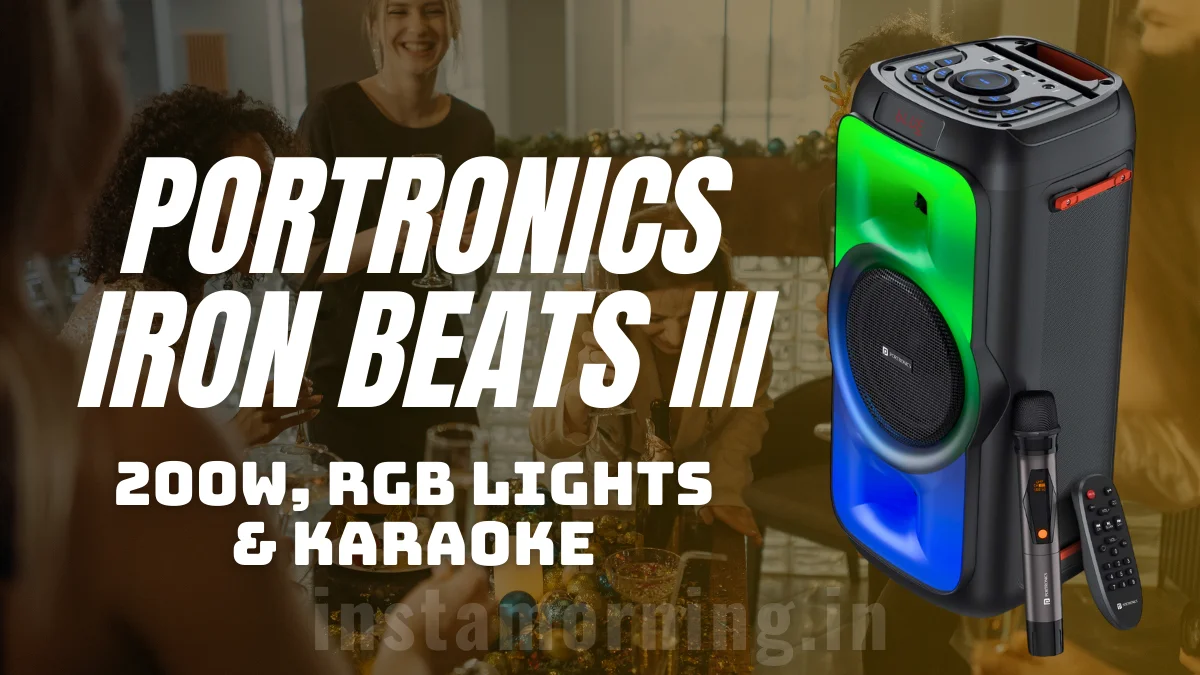 Portronics Iron Beats III: A Budget Friendly 200W Bluetooth Party Speaker with Karaoke Mic & RGB lights POR 2343